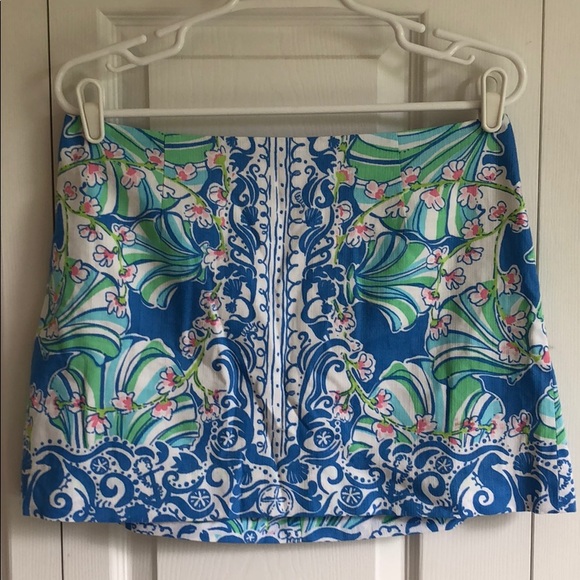 Lilly Pulitzer Tate skirt Coasting Bay Blue sz 8 - Picture 2 of 6